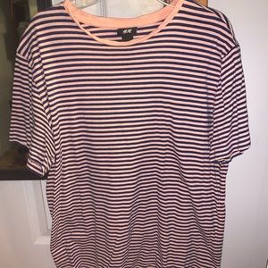 H&M Navy Blue & Pink Stripe Tee Size M
